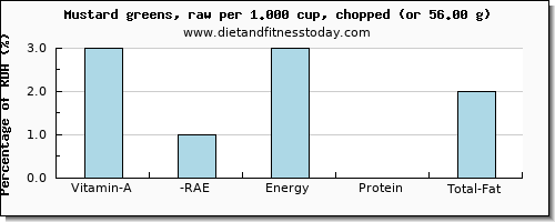 vitamin a, rae and nutritional content in vitamin a in mustard greens